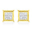 Pendientes de diamantes en corte princesa de oro amarillo de 14 quilates