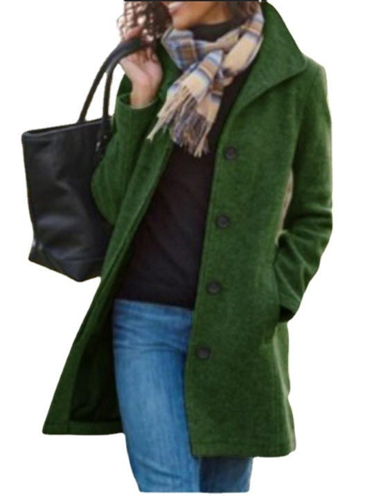 Abrigo Elegante de Mujer de Largo Medio con Solapa para Invierno