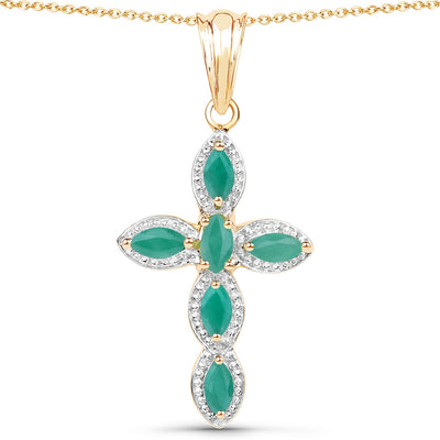 18K Yellow Gold Plated Emerald Pendant in Sterling Silver