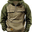 Men's Retro Cargo Hoodie with Half Zipper and Pockets