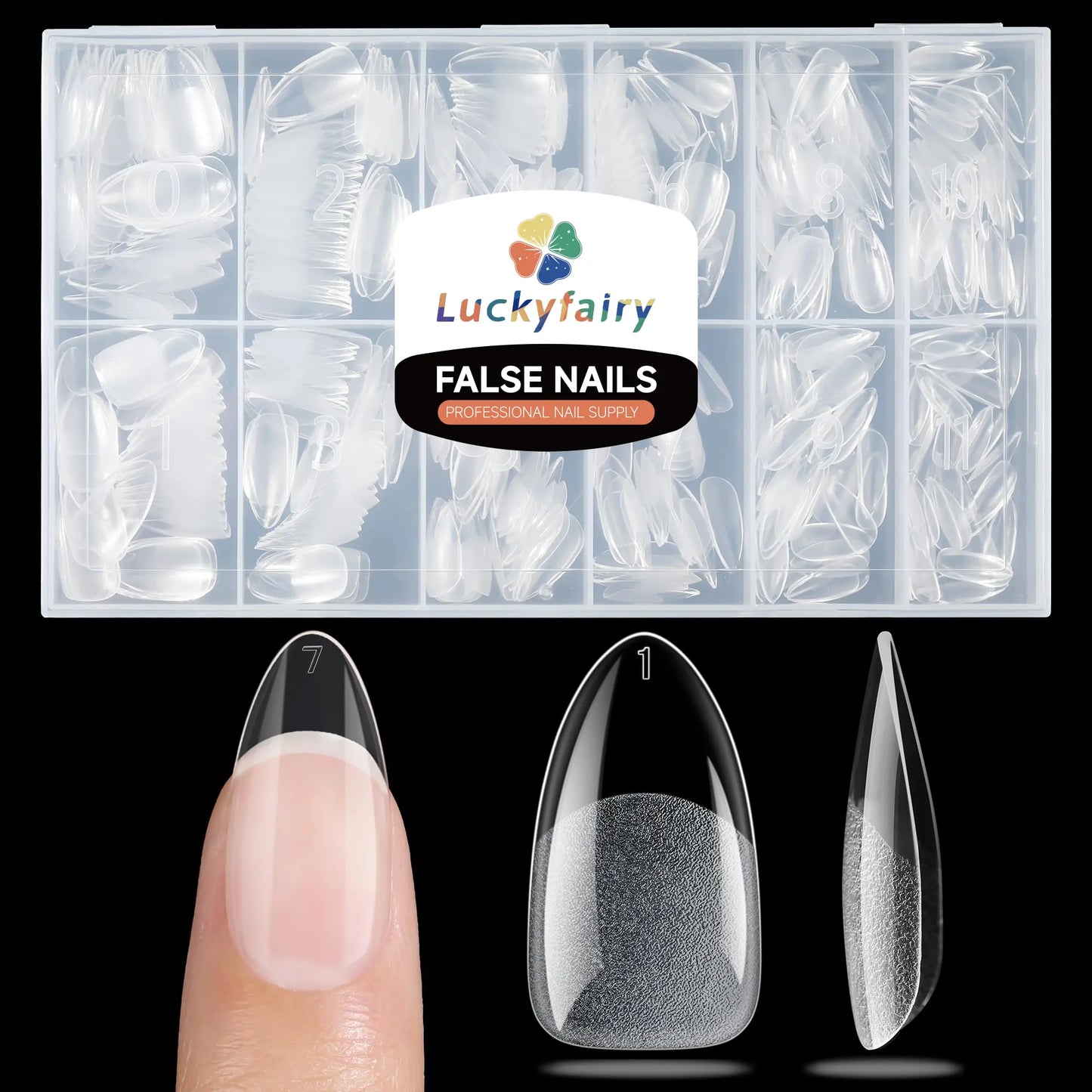 Short Almond Gel Nail Tips - 504pcs Half Matte Press-On Nails