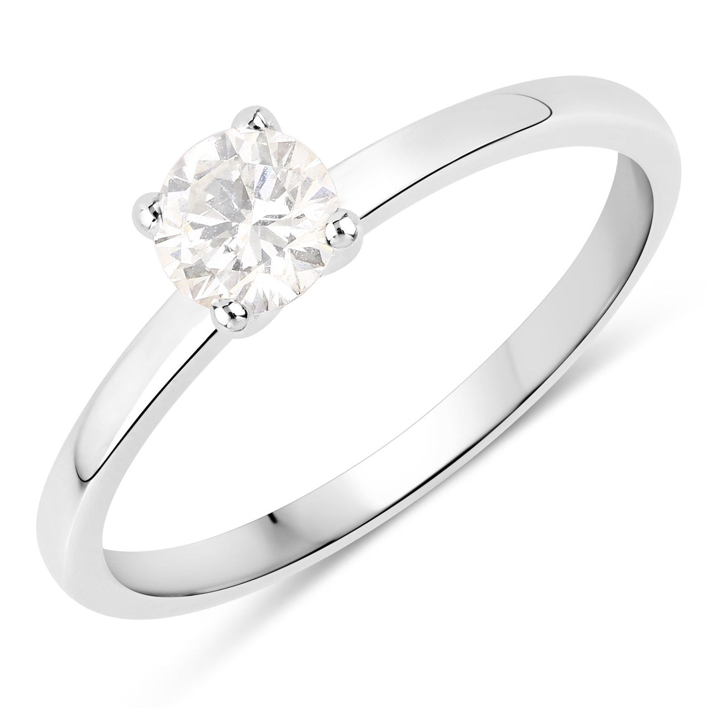 Anillo de Compromiso de Diamante Blanco Genuino de 0.40 Quilates en Oro Blanco de 14K