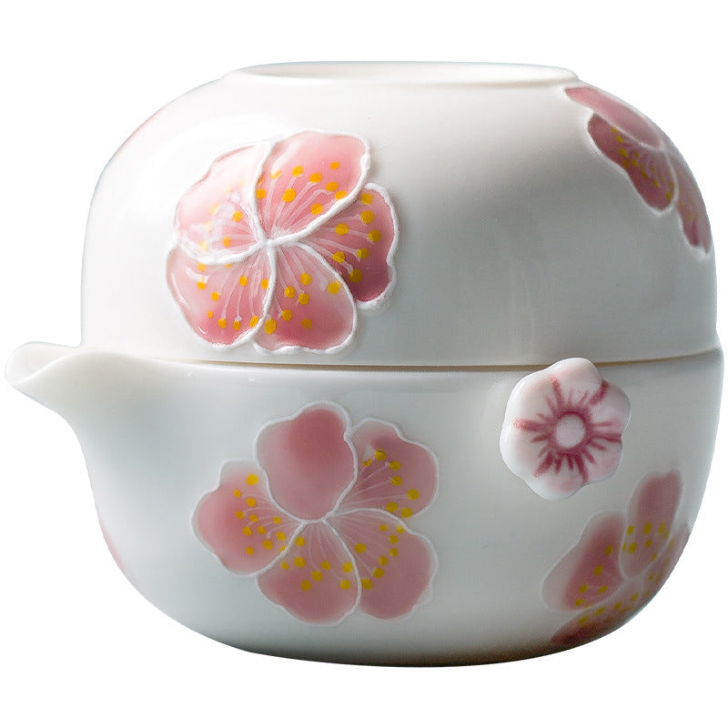 Sakura Kuaike Cup Portable Travel Kung Fu Tea Set One Pot One Cup Ceramic Tea Set Single Tea Maker Female - Korvel
