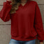 V-Neck Solid Color Casual Sweatshirt