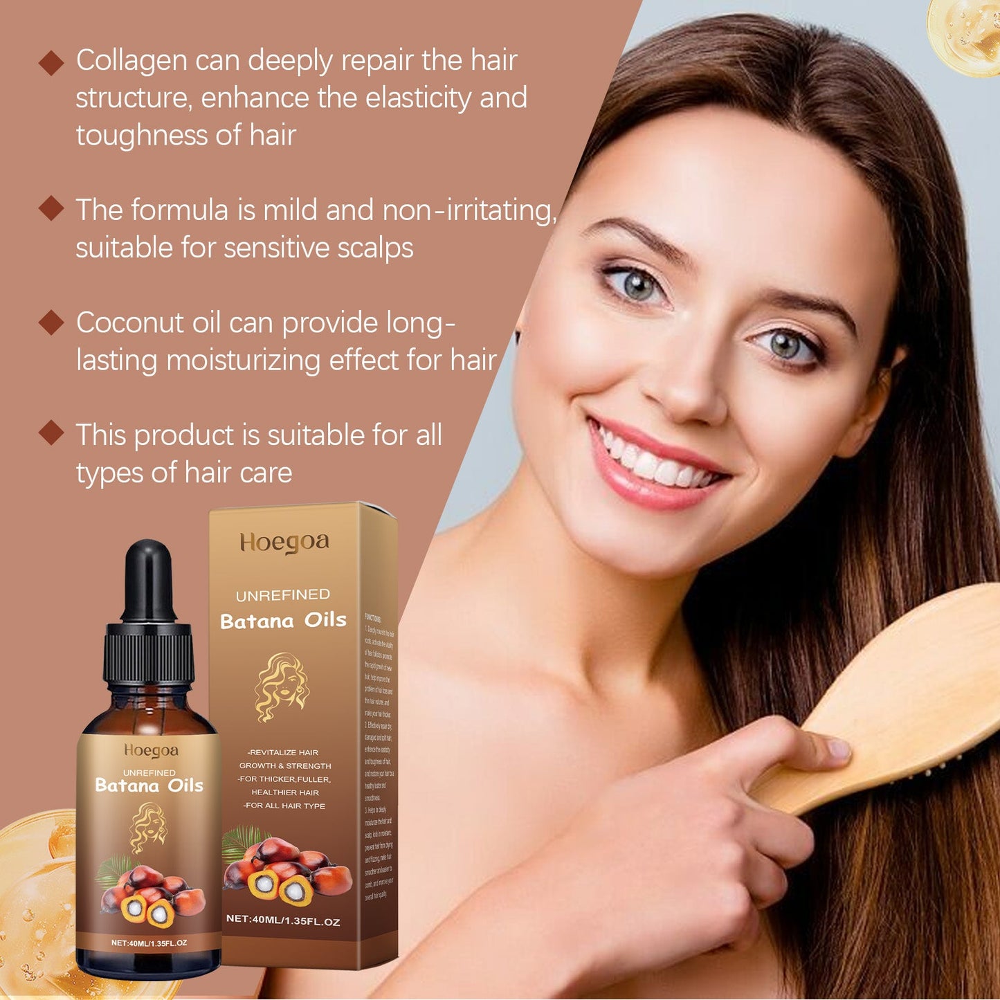 Batana Hair Care Oil Repair Dry And Irritated Hair, Moisturize Scalp And Smooth Daily Massage Hair Care Oil - Korvel