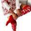 Chaussettes genou tricotées à motif renne de Noël pour femmes