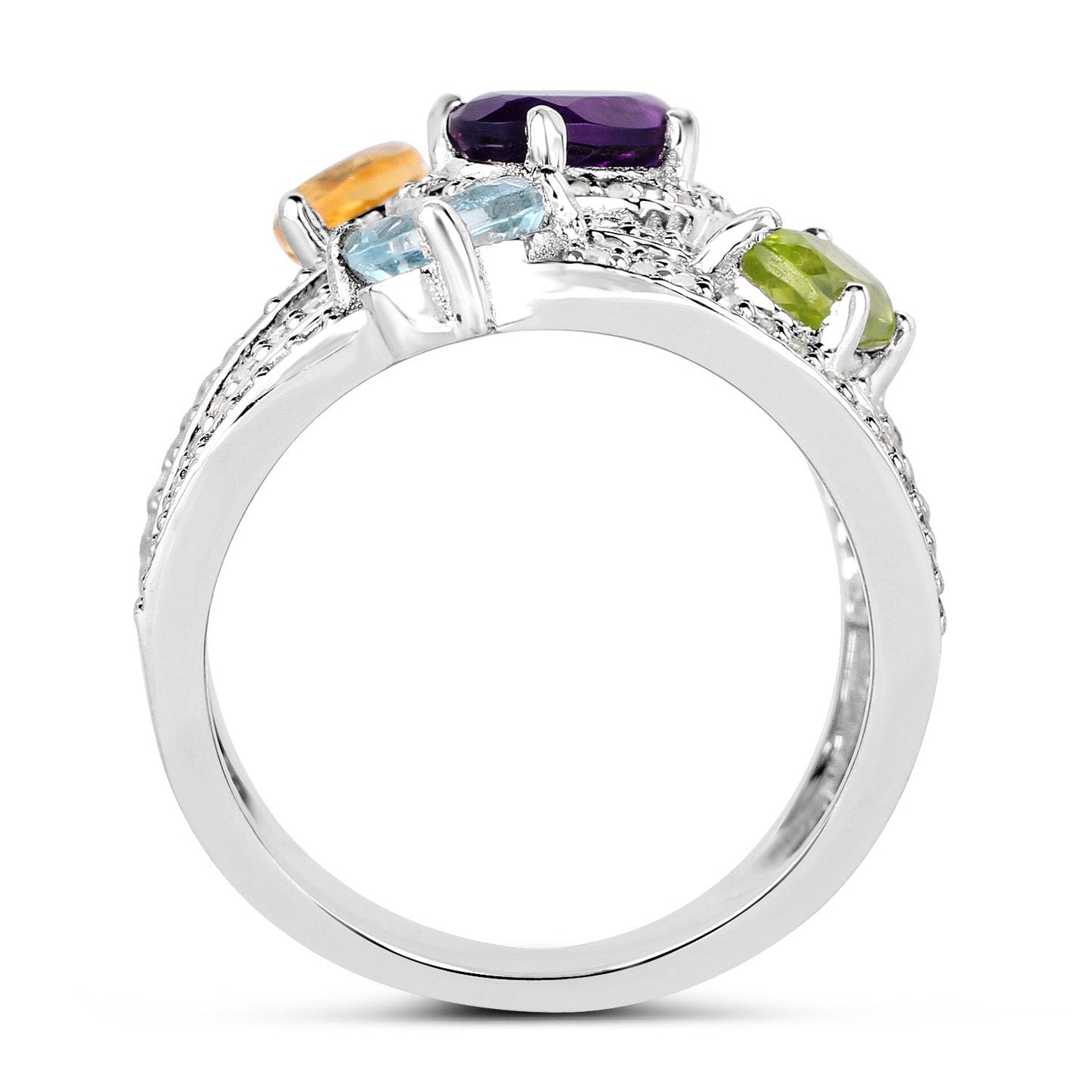 Bague de fiançailles en argent sterling .925 de 3,66 carats avec pierres multiples