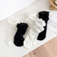 1 pair of socks for women summer thin black middle tube socks Japanese lace ballet style socks mesh breathable pile socks - Korvel
