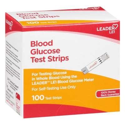 Leader Blood Glucose Test Strips - 100 Count