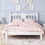 Twin Bed with Column-Decoration Headboard, with Bed Slats,White - Korvel