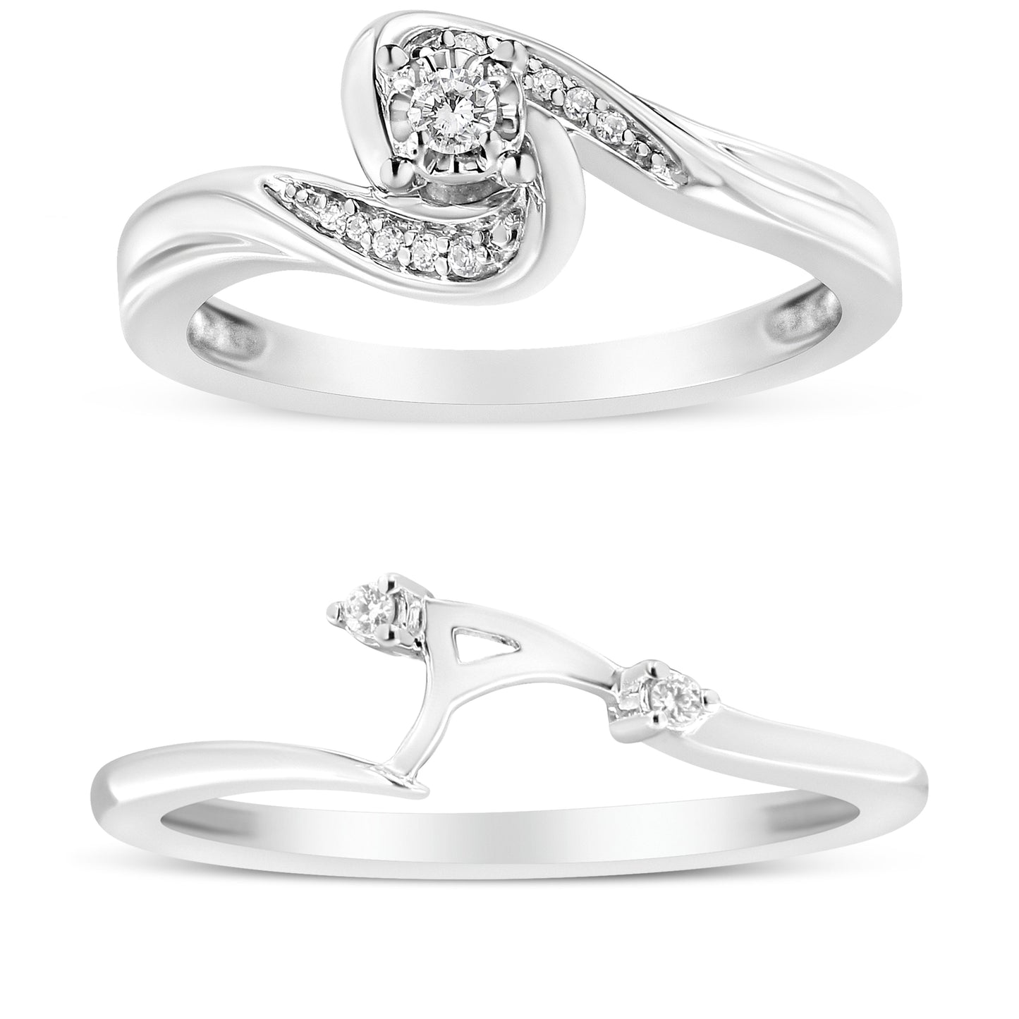 Anillo de Conjunto Nupcial de Diamante en Plata Esterlina .925 - Talla 7