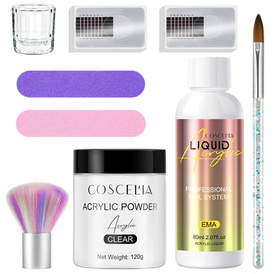 COSCELIA New 120g Crystal Powder 80Ml Crystal Liquid Manicure Extension Nail Tool Full Set - Korvel
