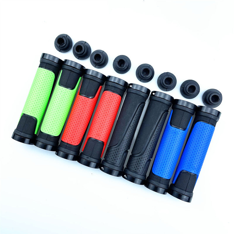 Bicycle Rubber Handle Set Mountain Bike Bilateral Lock Non-Slip Handle Bicycle Accessories Riding Equipment Color - Korvel