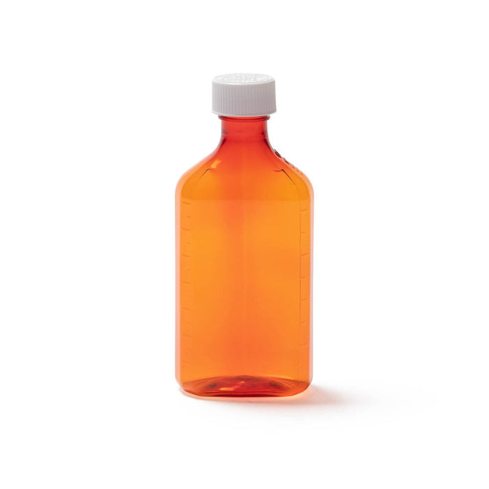 Botellas Ovaladas de Prescripción Ámbar de 8 oz con Tapas a Prueba de Niños, 60 Contenidos