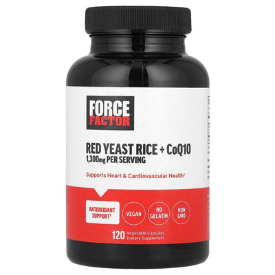 Force Factor Red Yeast Rice + CoQ10 - 120 Vegetable Capsules