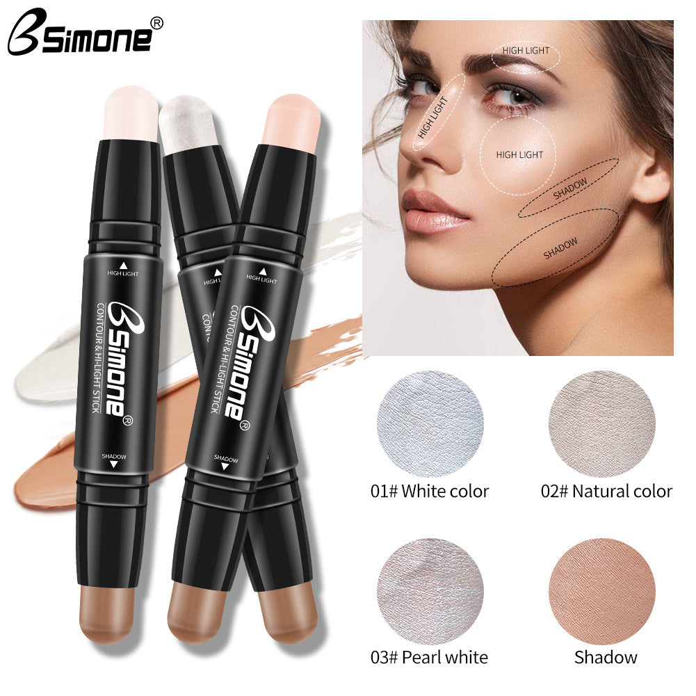 Double-Ended Highlighting Stick Concealer Nose-Shadow Highlighter To Fix Spots Side Shadow Highlighter Stick - Korvel