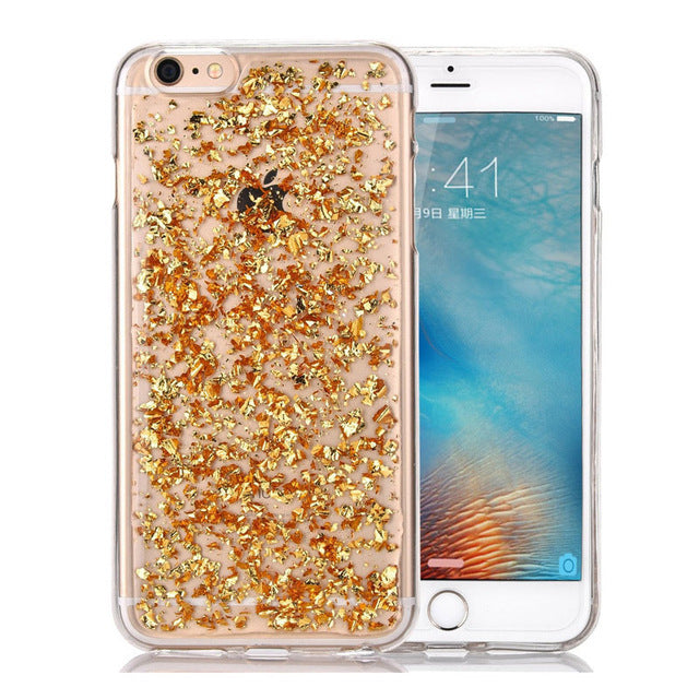 Coque de téléphone en marbre doré de luxe pour iPhone