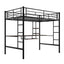 Loft Bed with Desk and Shelf   Space Saving Design Full Black - Korvel