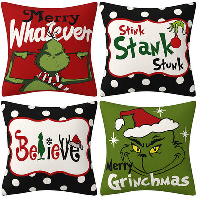 Grinch Christmas Pillow Cover Amazon Home Christmas Decoration Cushion Sofa Pillowcase - Korvel