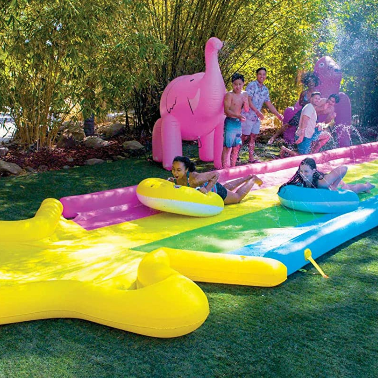 WOW Sports 40' x 8' Rainbow Star Super Slide with 2 Sleds