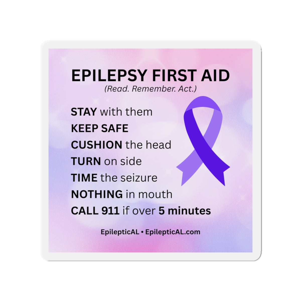 Imán de Primeros Auxilios para Epilepsia | Lee. Recuerda. Actúa.