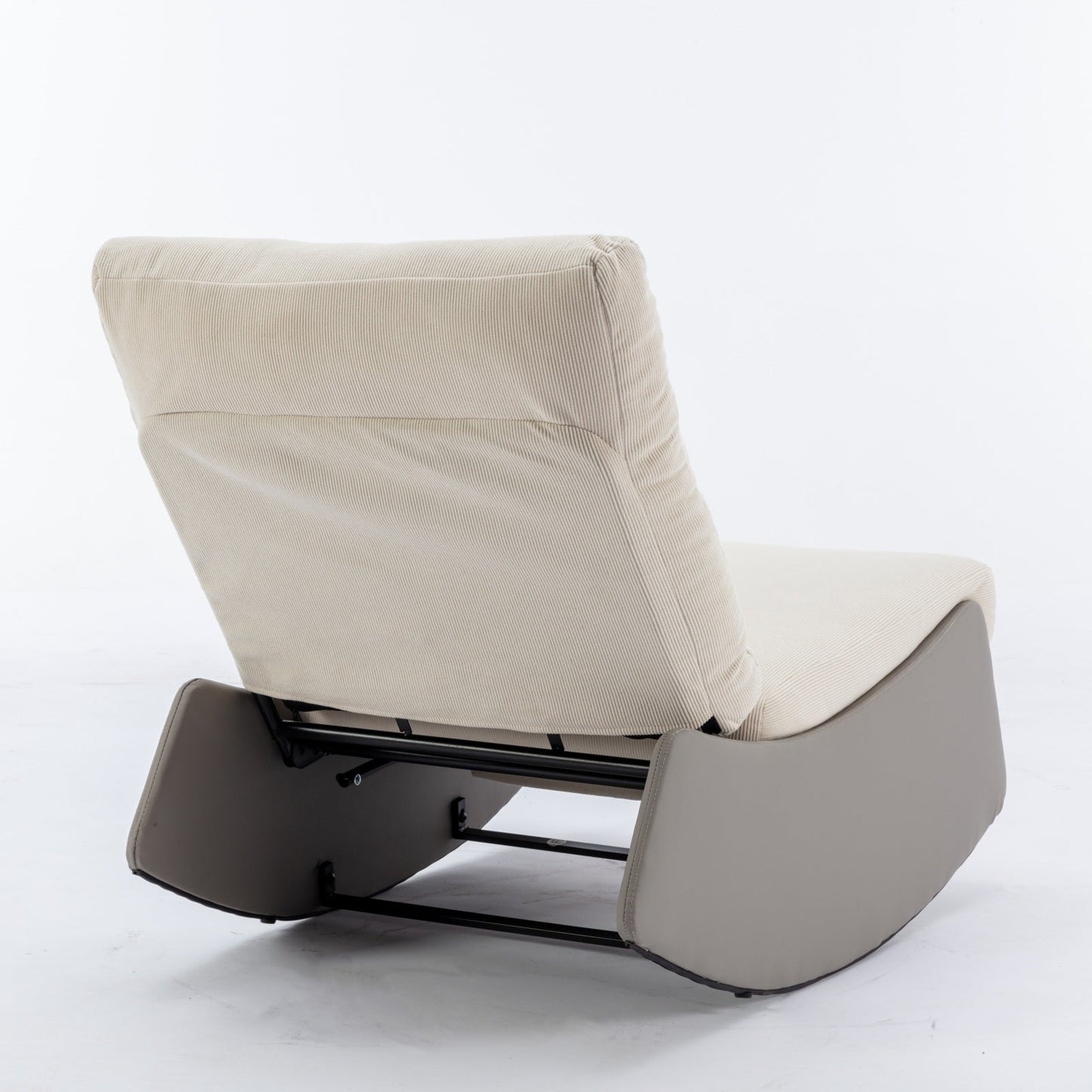 Modern rocking chair recliner, comfortable cushioned recliner with footstool, gray - Korvel
