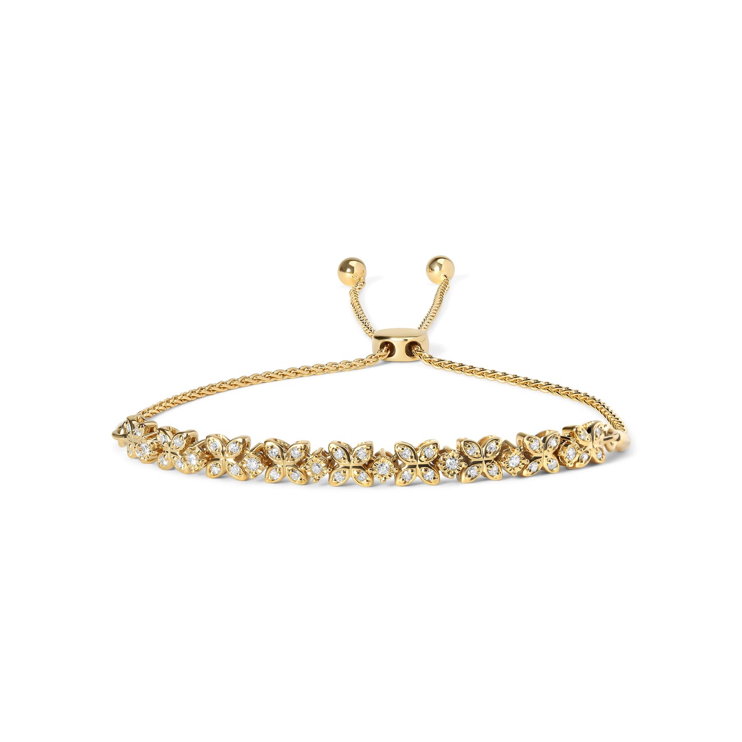 Pulsera Bolo Ajustable de Plata Esterlina .925 con Diamantes