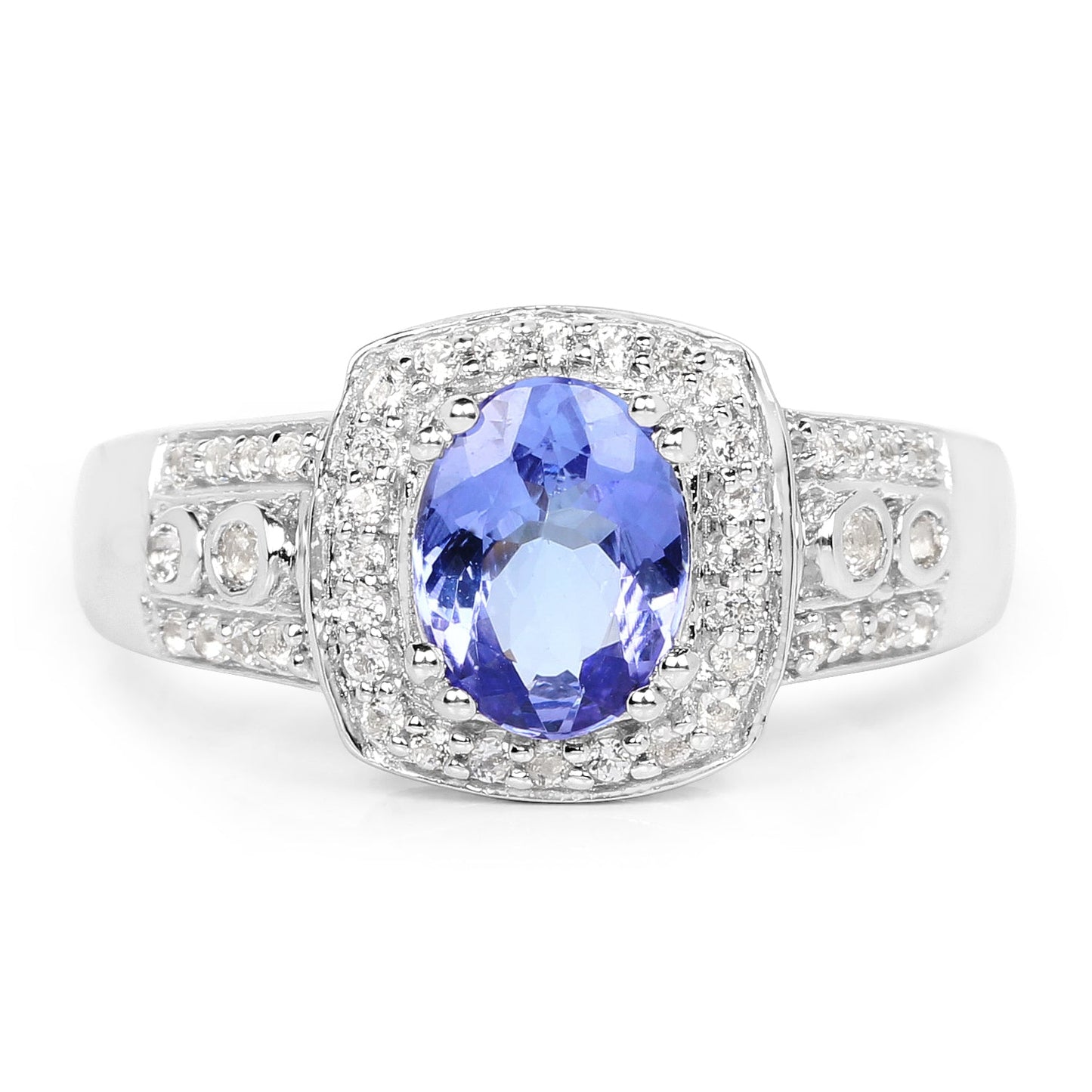 1.42 Carat Genuine Tanzanite & White Topaz Sterling Silver Ring