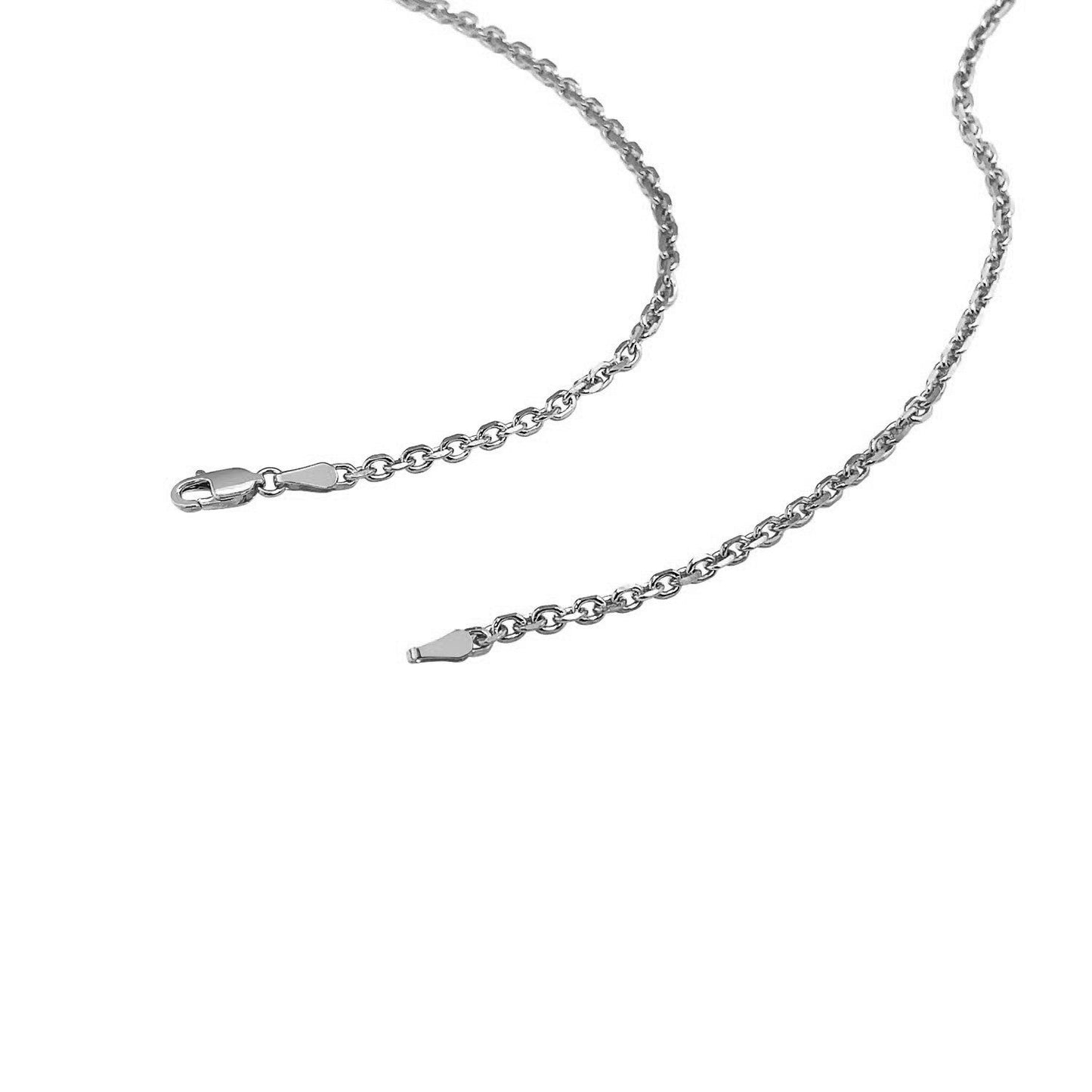 Cadena de eslabones de cable cortada con diamante de oro blanco de 14k - 2.60 mm