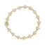 14K White Gold Diamond Flower Blossom Link Bracelet - Size 7"