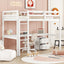 Twin Loft Wood Bed with Under-bed, Built-in Desk, a Storage Cabinet of 2 Drawers, Guardrails, Ladder,White - Korvel