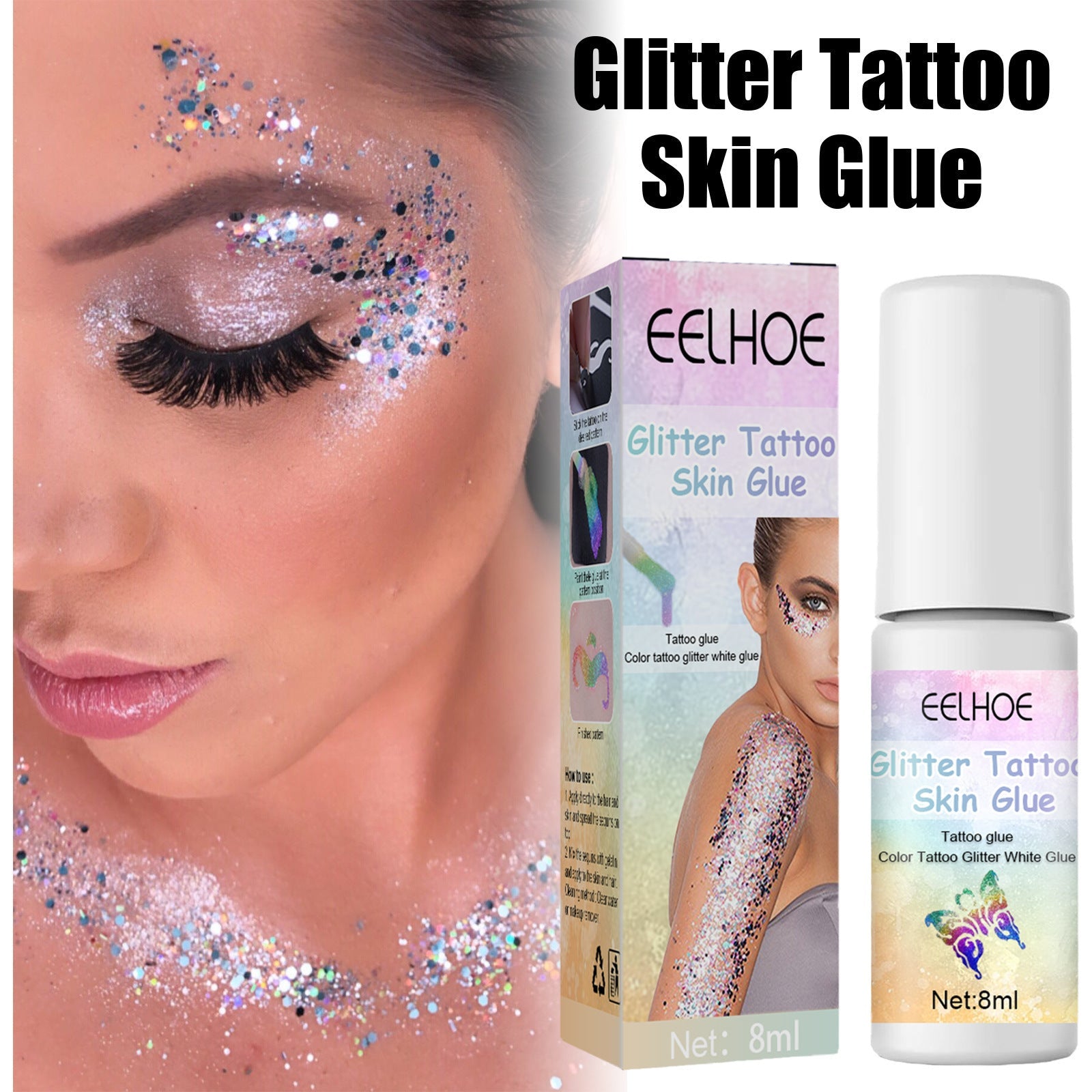 Flash Tattoo Skin Glue Painting Eye Makeup Glitter Glitter Face Body Skin Tattoo Glue - Korvel