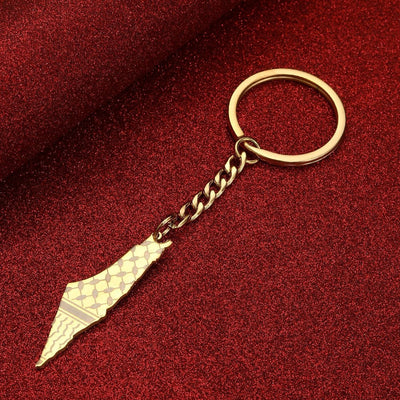 Israel Palestine Map Flag Drip Oil Stainless Steel Keychain Fashion Men's and Women's Stainless Steel Keys - Korvel