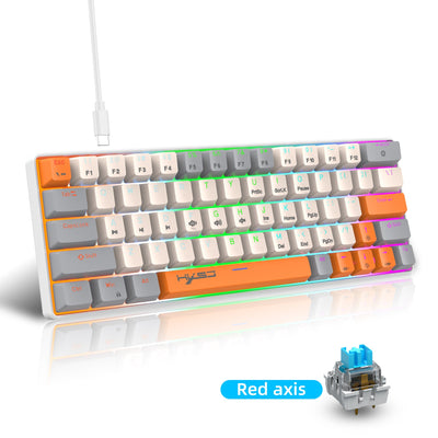 63 key portable 60% mechanical gaming keyboard RGB backlit compact mini gaming keyboard - Korvel