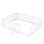 Queen Size Wood Floor Bed Frame with Fence and Door White(OLD SKU:WF289663AAK) - Korvel