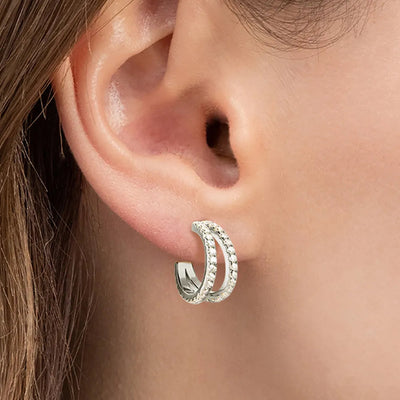 Moissanite 925 Sterling Silver C-Hoop Earrings - Korvel