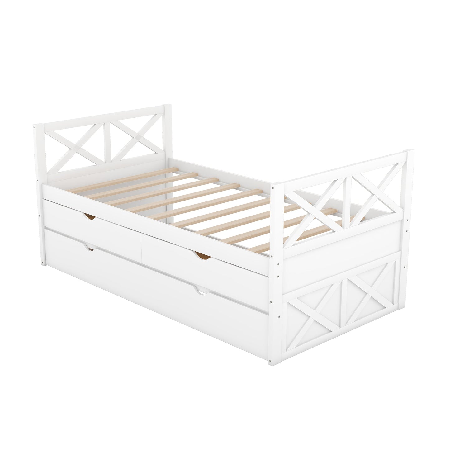 Multi-Functional Daybed with Drawers and Trundle - White