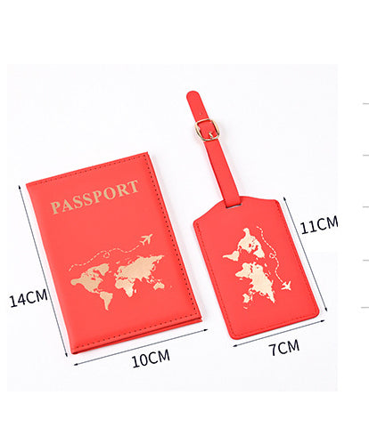 Cubierta de Pasaporte Elegante de PU con Dorado de Mapa