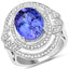 14K White Gold 6.83 Carat Genuine Tanzanite and Diamond Ring