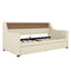 Twin Size Daybed with Trundle, Upholstered Daybed with Charging Station and LED Lights, Beige - Korvel