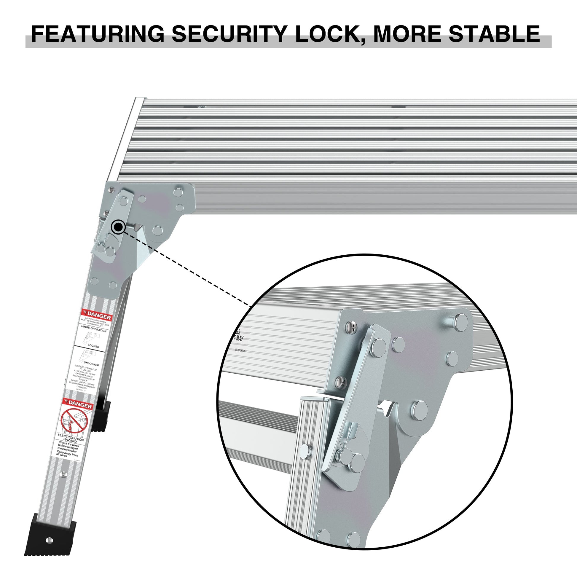 Work Platform Aluminum Portable Bench Folding Ladder ANSI Capacity 225 LBS 40" - Korvel
