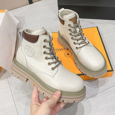 Genuine Leather Women's Thick Bottom Martin Boots