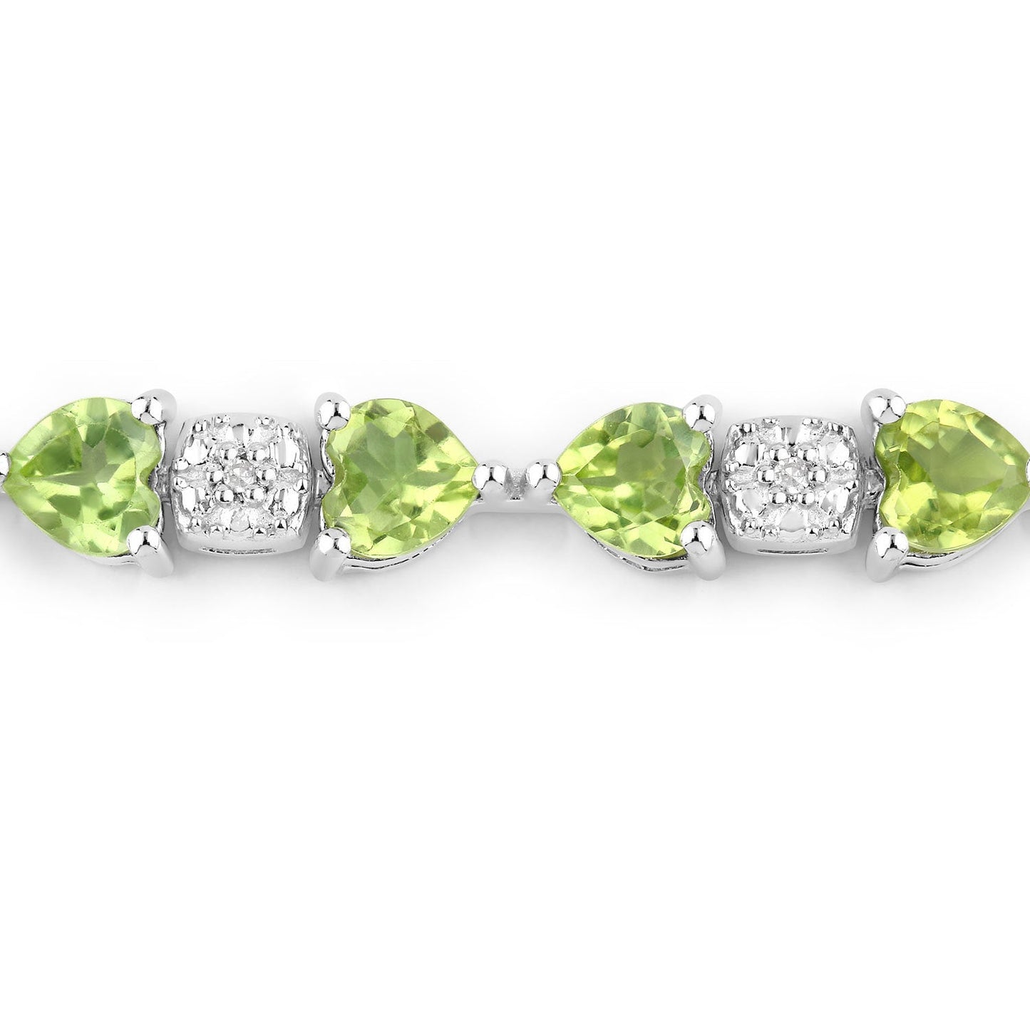 Bracelet en argent sterling avec péridot véritable de 9,78 carats et diamants blancs