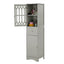 Tall Bathroom Cabinet, Freestanding Storage Cabinet with Drawer and Doors, MDF Board, Acrylic Door, Adjustable Shelf, Grey - Korvel