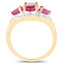 Bague en Argent Sterling Plaquée Or Jaune 14K avec Rubis et Topaze Blanche