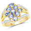 14K Yellow Gold Plated Tanzanite & White Topaz Cluster Ring