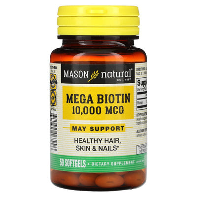 Mason Natural Mega Biotin 10000 Mcg - 50 Softgels