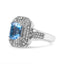 Anillo de Acero Inoxidable de Plata .925 con Topacio Azul y Acentos de Diamante - Talla 7