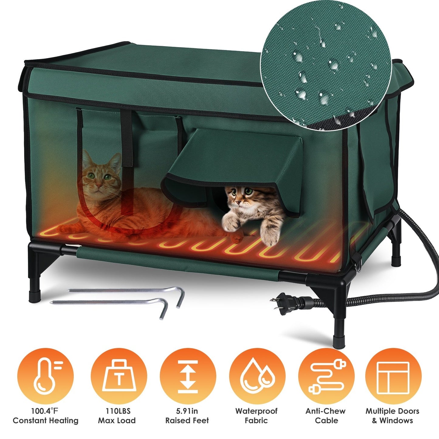 Casa para Gatos Calentada e Impermeable para Comodidad al Aire Libre