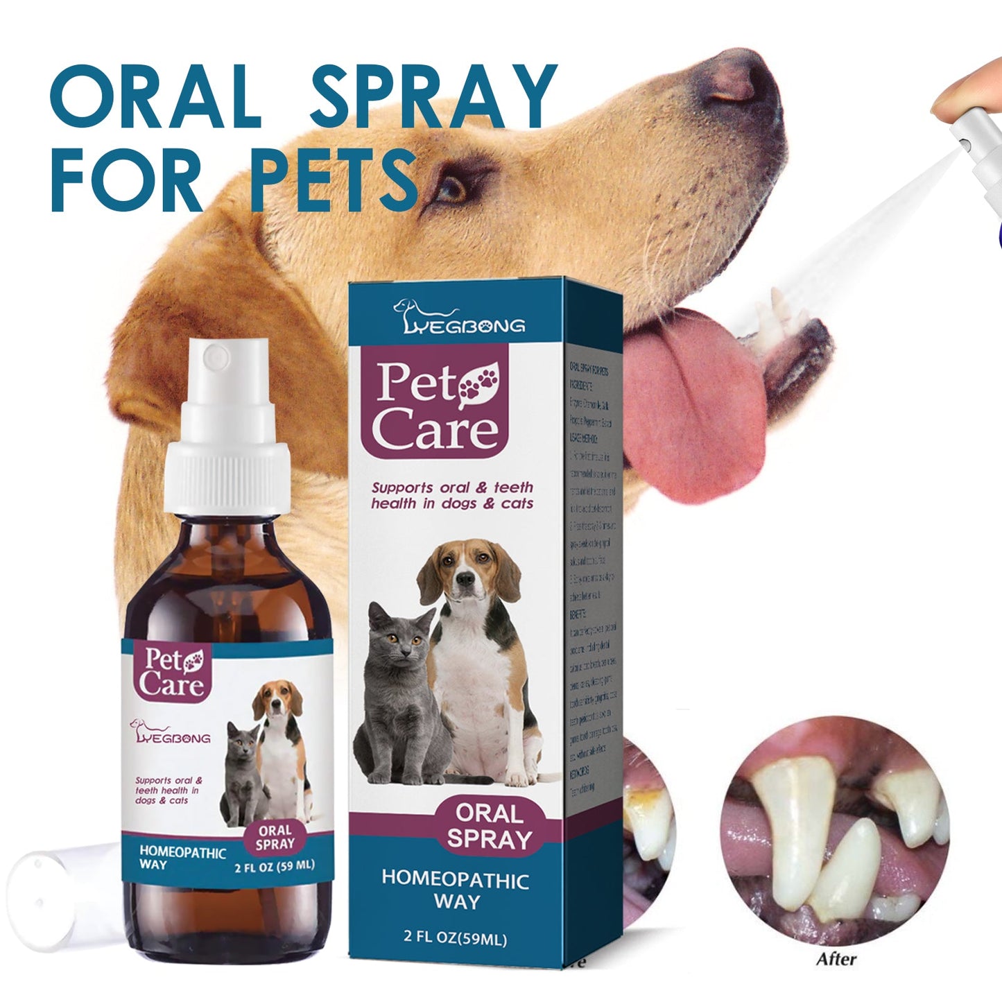 Pet Oral Cleaning Spray, Cats And Dogs Remove Tartar And Bad Breath Fresh Mouth Care Spray - Korvel